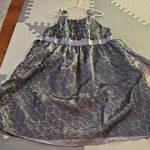 Elegant Gray Sleeveless Dress with Silver Accents